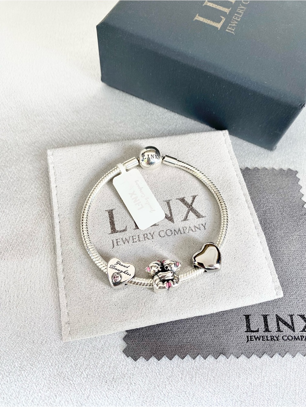 Linx Snake Chain Bracelet with Granddaughter Themed Charms